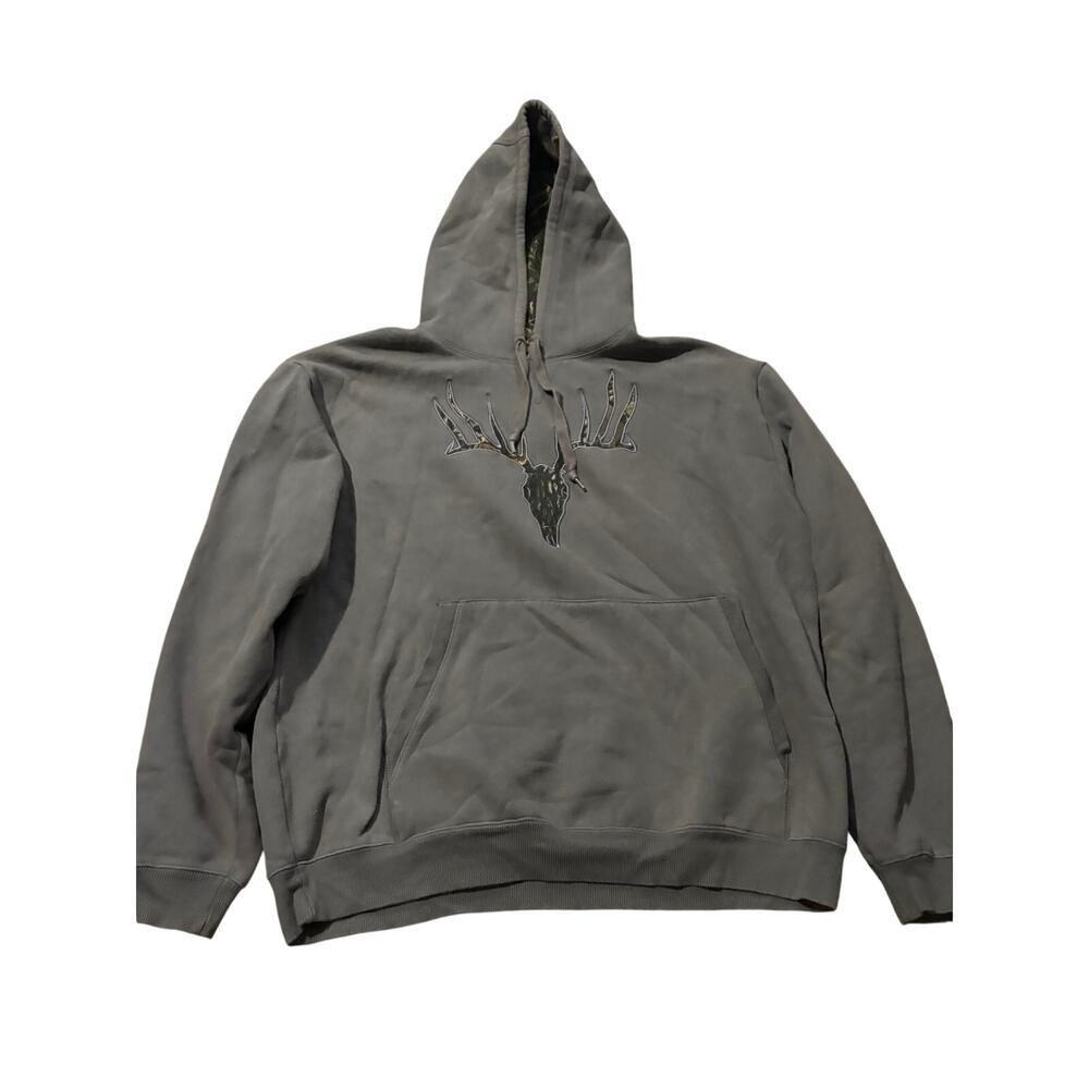 Cabela's Deer Skull Camo Pullover Hoodie Gray | Size XL Reg | Men's